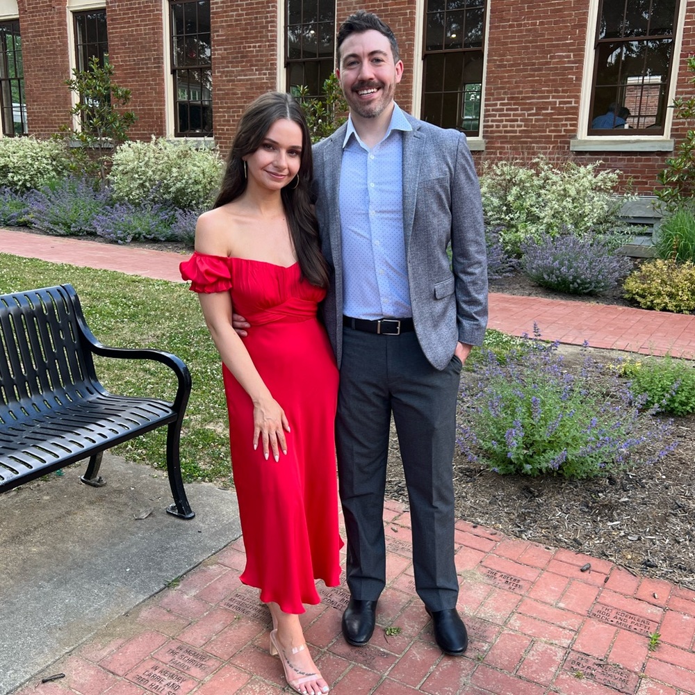 Red formal wedding guest dress